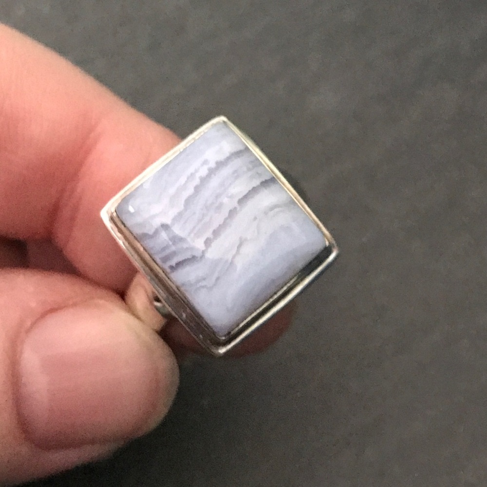 Blue lace agate Sterling silver rings